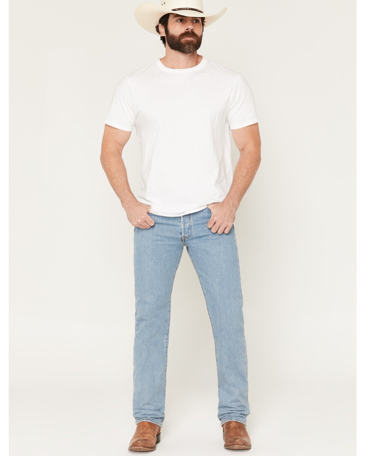 Image #1 - Levi's Men's 501 Original Fit Stonewashed Regular Straight Leg Jeans, Blue, hi-res