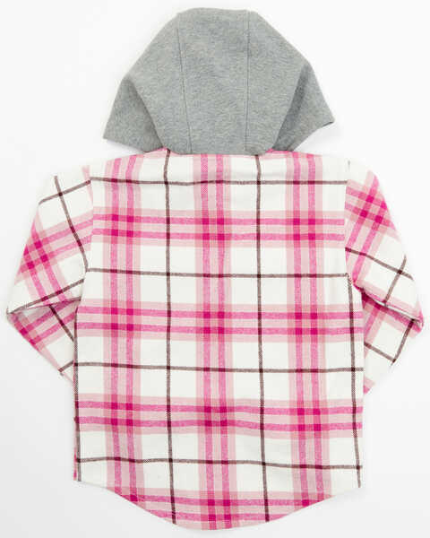 Shyanne Toddler Girls' Plaid Print Long Sleeve Flannel Shacket, Ivory, hi-res