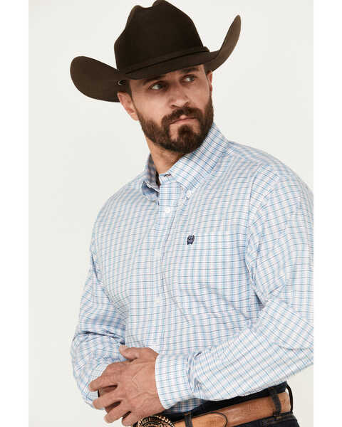 Image #2 - Cinch Men's Plaid Print Long Sleeve Button-Down Stretch Western Shirt , White, hi-res