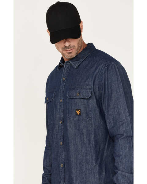 Image #2 - Hawx Men's Denim Work Shirt - Big & Tall, Indigo, hi-res