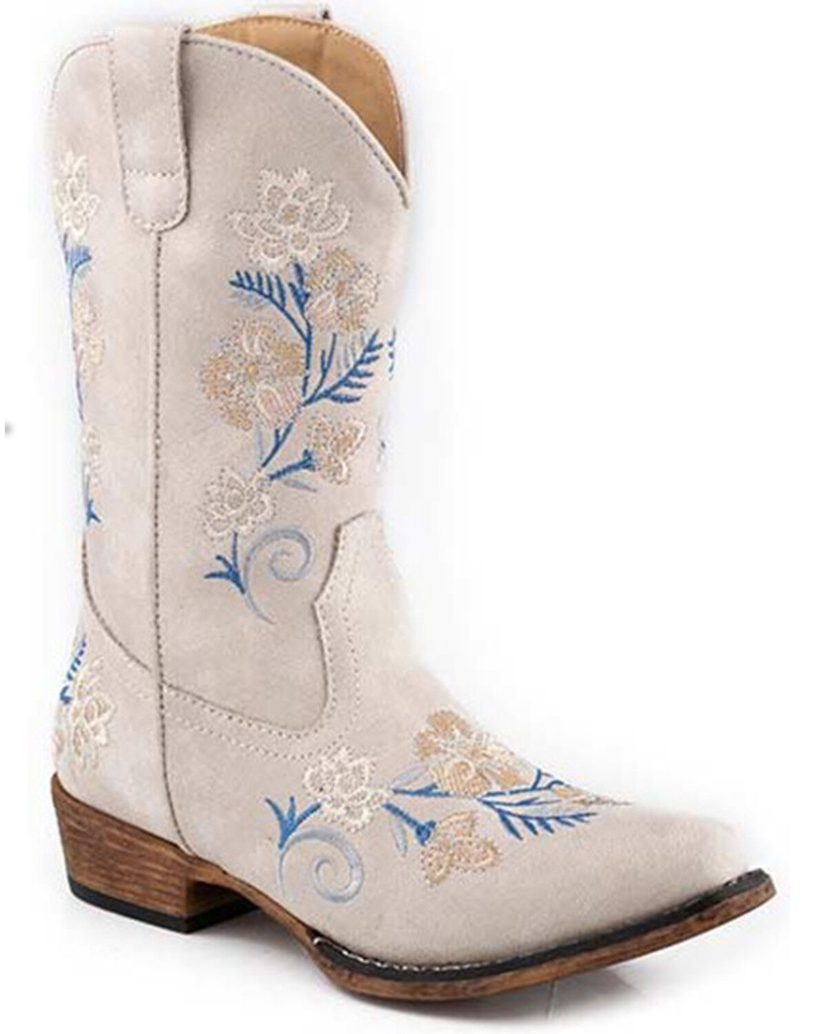 Image #1 - Roper Little Girls' Riley Floral Western Boots - Snip Toe, White, hi-res