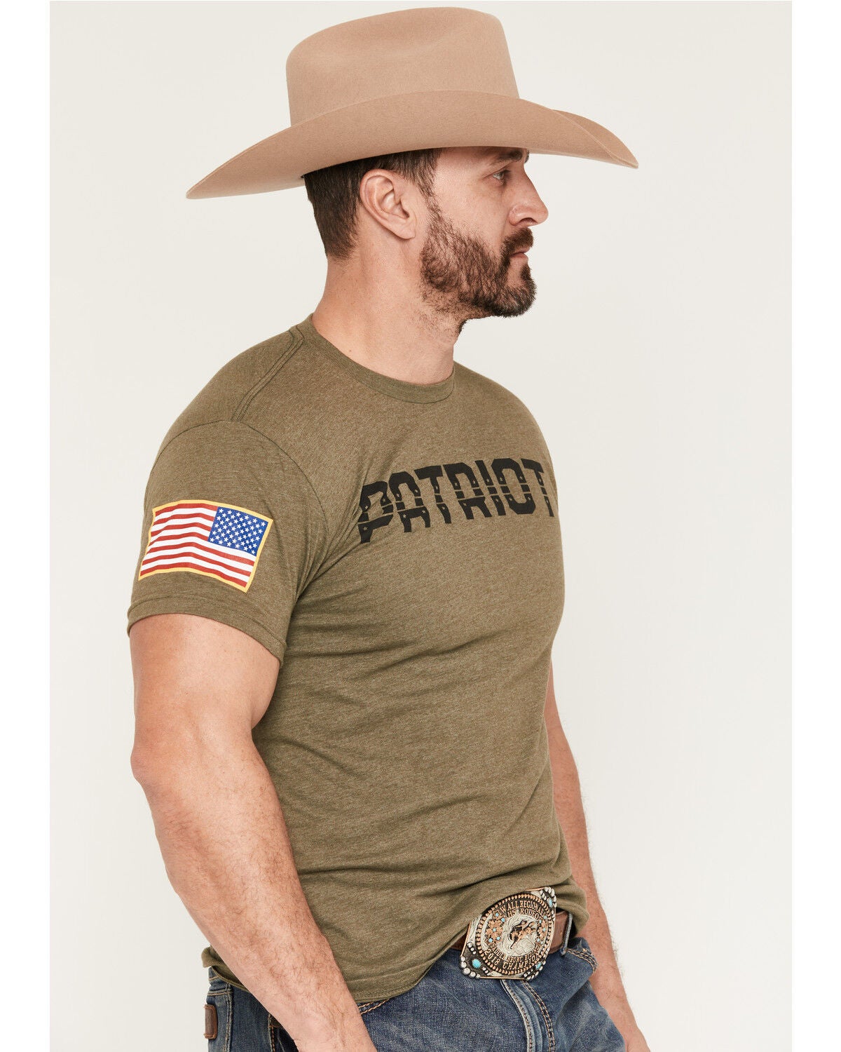 Image #2 - Grunt Style Men's Patriot Short Sleeve Graphic T-Shirt - Big, Olive, hi-res
