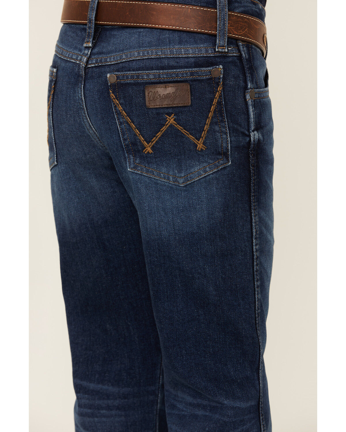 Image #4 - Wrangler Retro Boys' Troxler Dark Wash Relaxed Bootcut Stretch Denim Jeans, Blue, hi-res