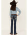 Shyanne Youth Girls' Dark Wash Horse Embroidered Bootcut Jeans, Blue, hi-res