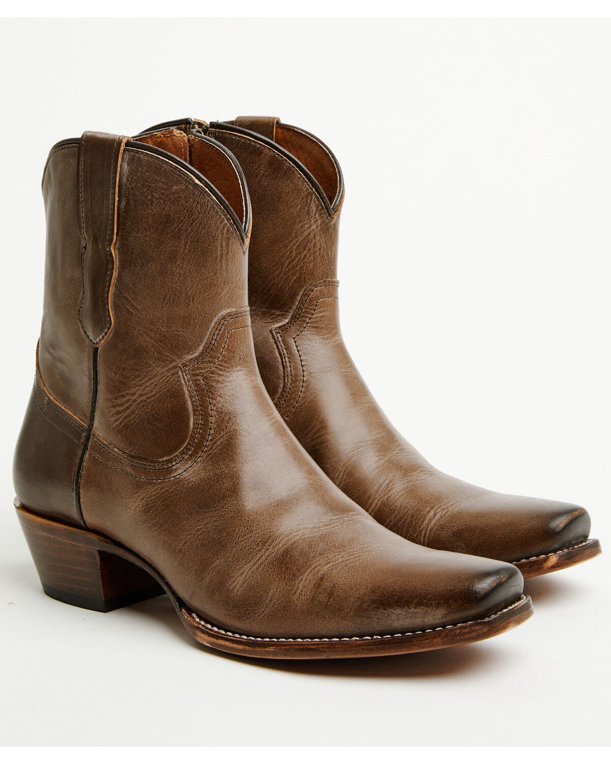 Image #4 - Cleo + Wolf Women's Fern Western Booties - Square Toe, Chocolate, hi-res