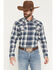 Image #1 - Cody James Men's Rio Bravo Plaid Print Long Sleeve Flannel Shirt, Dark Blue, hi-res