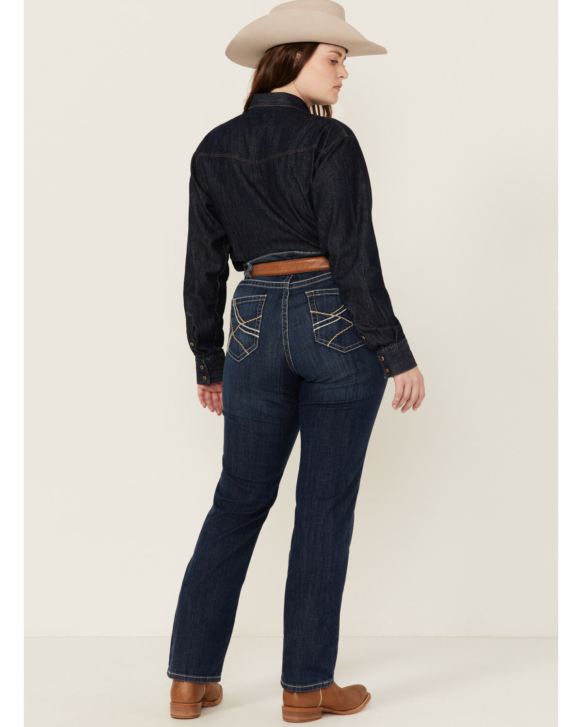 Image #3 - Ariat Women's Dark Wash Mid Rise Everlee Stretch Straight Jeans - Plus, Dark Wash, hi-res