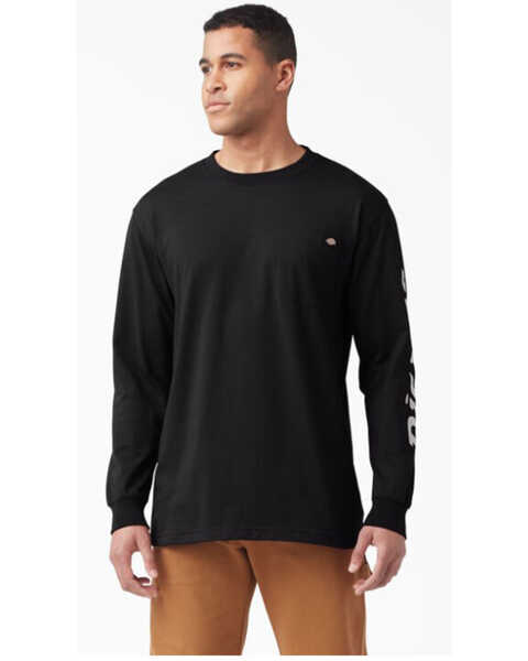 Image #1 - Dickies Men's Long Sleeve Logo Graphic T-Shirt, Black, hi-res