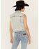 Image #4 - Veveret Women's Light Wash Denim Rhinestone Vest, Light Wash, hi-res