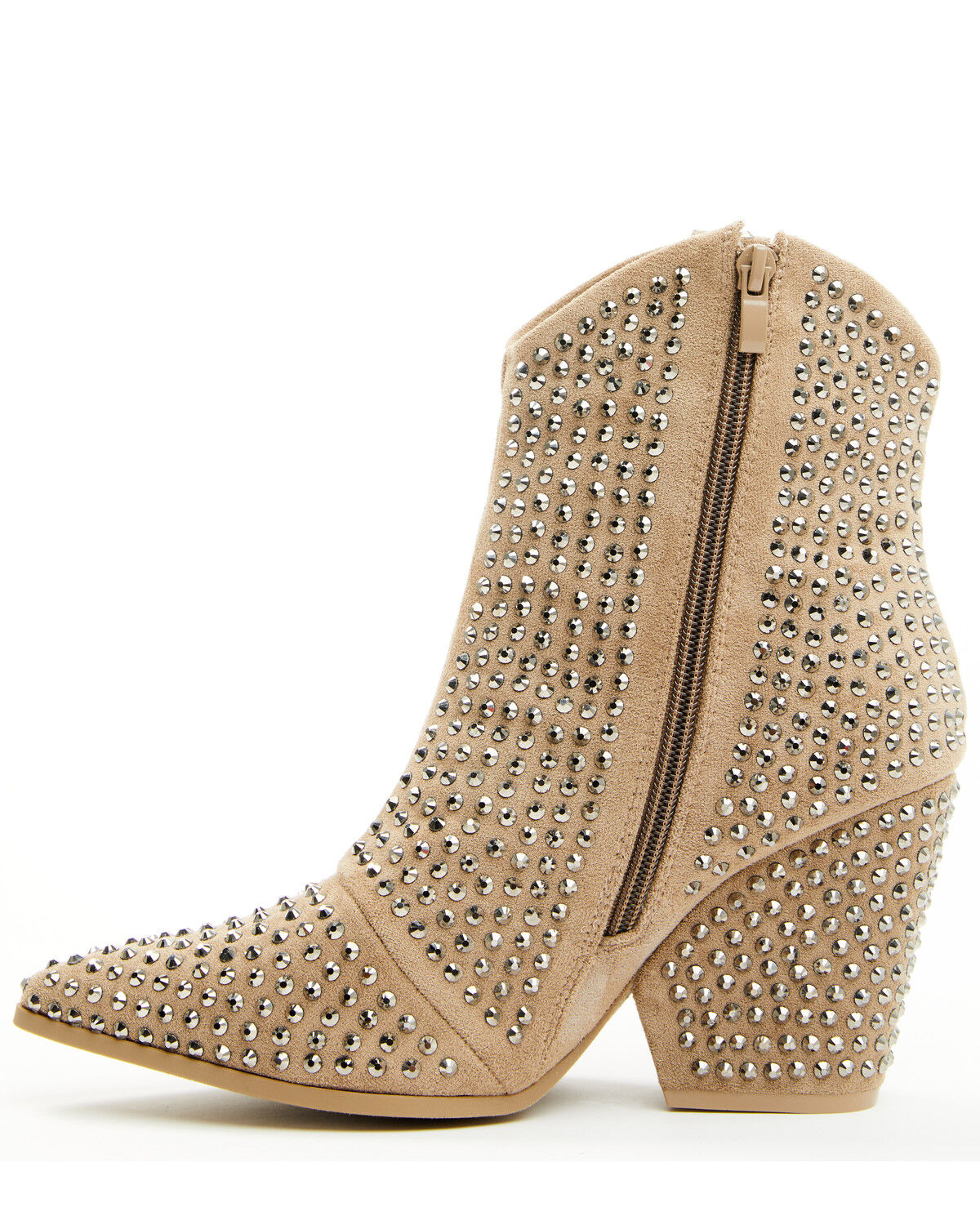 Image #3 - Very G Women's Swagger Rhinestone Booties - Snip Toe, Taupe, hi-res