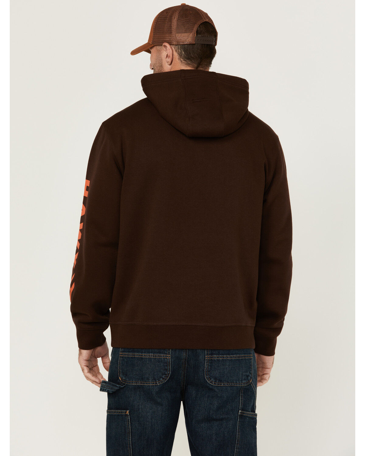 Image #4 - Hawx Men's Halstead Logo Sleeve Hooded Sweatshirt, Brown, hi-res