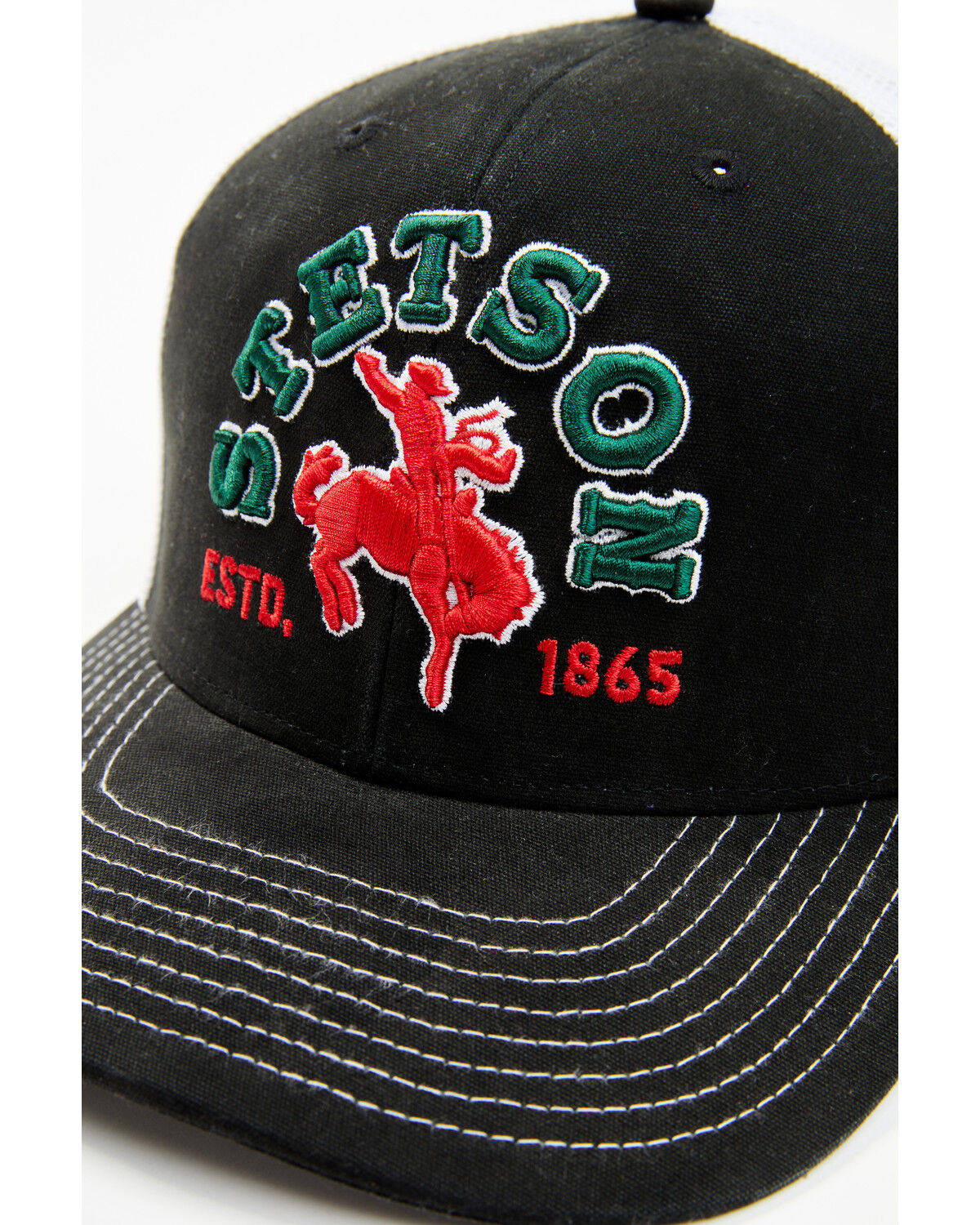 Image #2 - Stetson Men's Bronc Rider Mexico Flag Trucker Cap, Black, hi-res