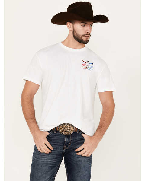 Image #1 - Cowboy Hardware Men's Boot Barn Exclusive Live Free Short Sleeve Graphic T-Shirt , White, hi-res