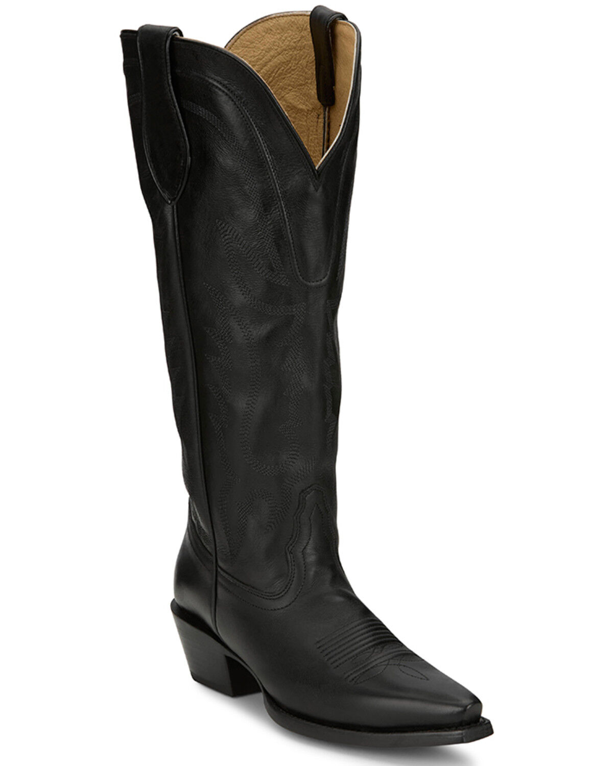 Image #1 - Tony Lama Women's Derby Jess Tall Western Boots - Snip Toe, Black, hi-res