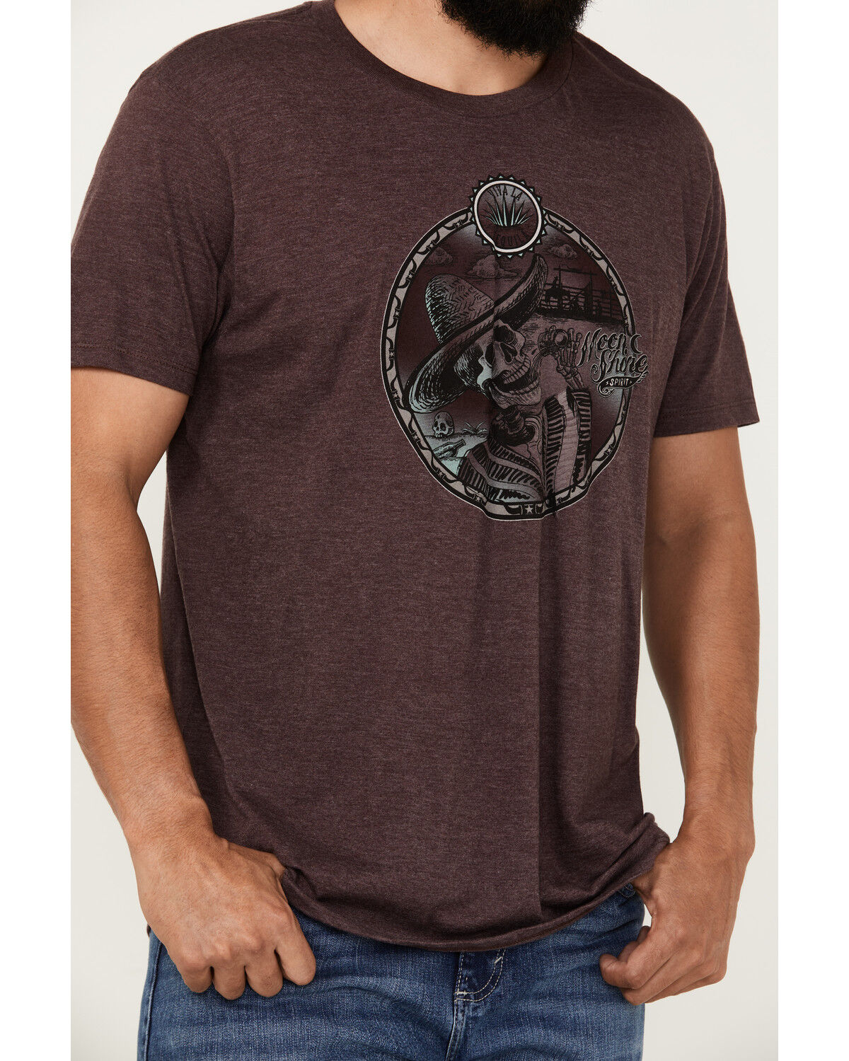 Image #3 - Moonshine Spirit Men's Viva La Tequila Short Sleeve Graphic T-Shirt, Burgundy, hi-res