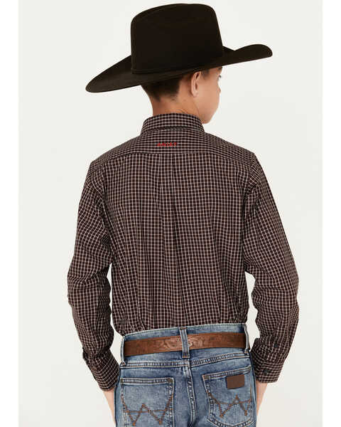 Image #4 - Ariat Boys' Small Pro Series Grid Plaid Print Long Sleeve Button-Down Western Shirt, Blue, hi-res