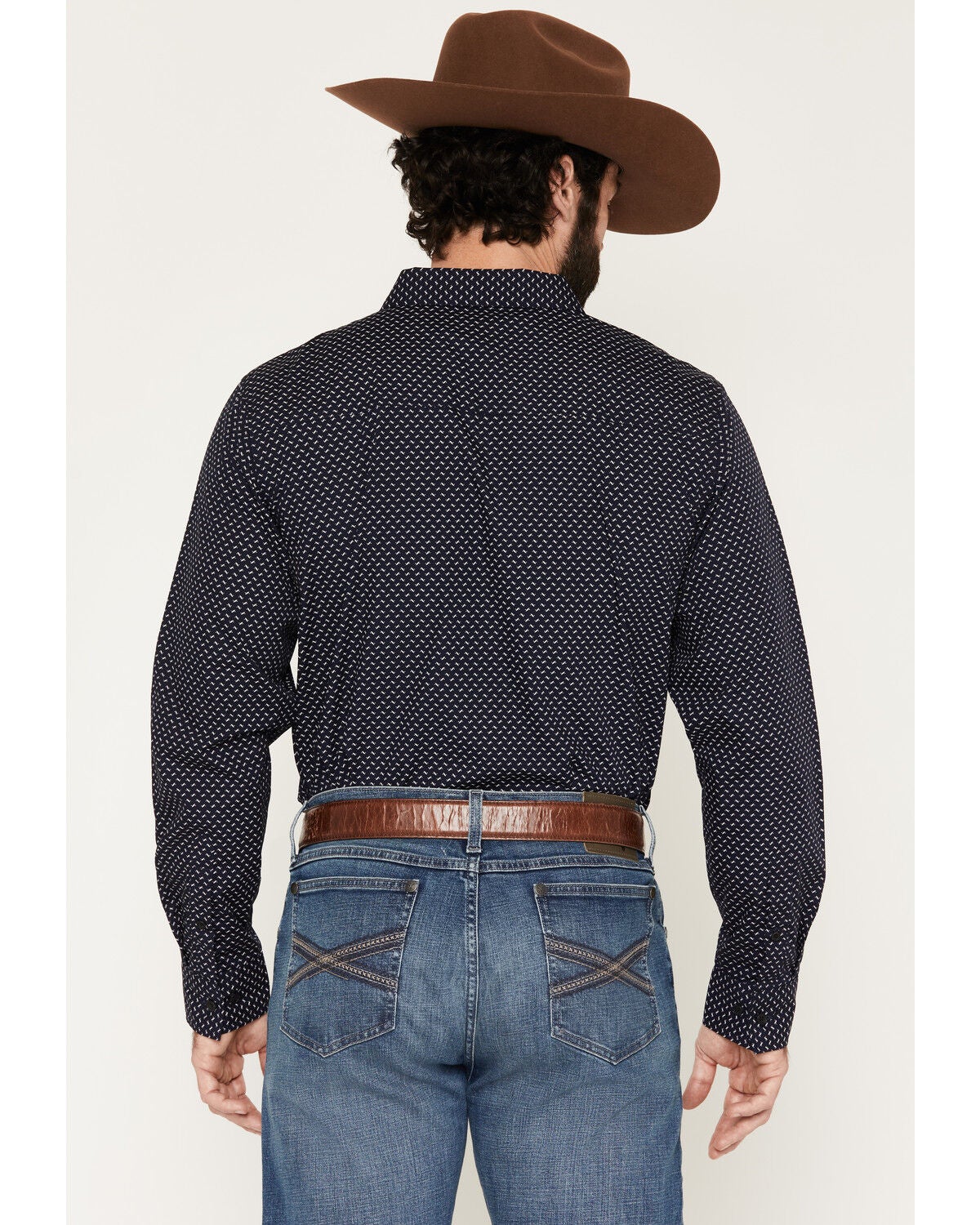 Image #4 - Gibson Trading Co Men's Playin' It Safe Geo Print Long Sleeve Button-Down Long Sleeve Western Shirt, Navy, hi-res