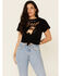 Image #1 - Shyanne Women's Here For The Beer Graphic Tie-Front Short Sleeve Tee, Black, hi-res