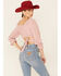 Image #4 - Beyond The Radar Women's Gingham Print Tie Back Crop Top, Rust Copper, hi-res