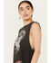Image #2 - Goodie Two Sleeves Women's Steve Miller Band Fringe Sleeveless Graphic Tee, Black, hi-res