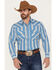 Image #1 - Ely Walker Men's Striped Long Sleeve Pearl Snap Western Shirt, Blue, hi-res