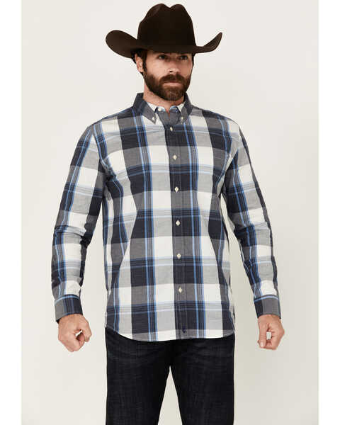 Image #1 - Cody James Men's Gallop Plaid Print Long Sleeve Button-Down Stretch Western Shirt - Tall , White, hi-res