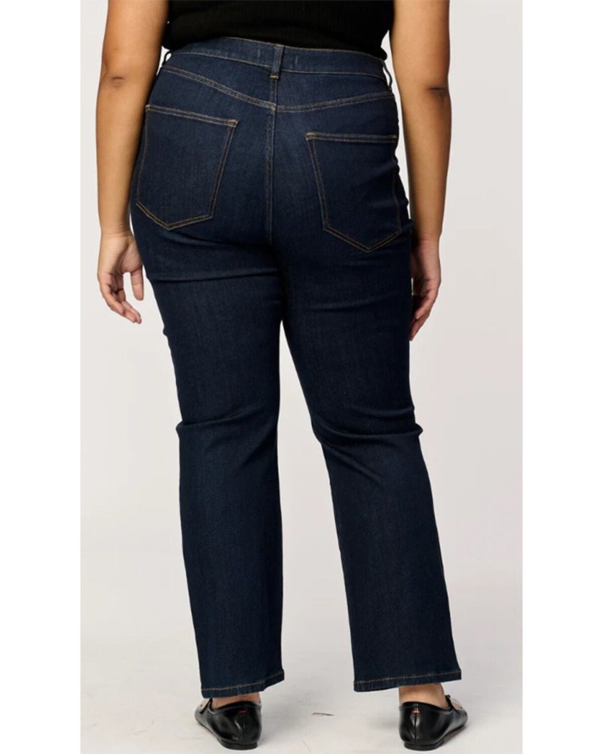 Warp + Weft Women's Dark Wash Jet Set High Rise Straight Stretch Denim Jeans - Plus, Dark Wash, hi-res