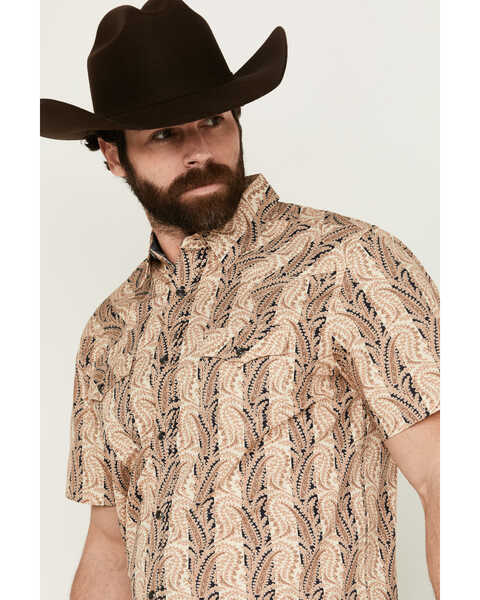 Image #2 - Moonshine Spirit Men's Victory Paisley Striped Short Sleeve Snap Western Shirt , Cream, hi-res