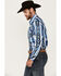 Image #2 - Rock & Roll Denim Men's Southwestern Print Long Sleeve Snap Stretch Western Shirt, Blue, hi-res