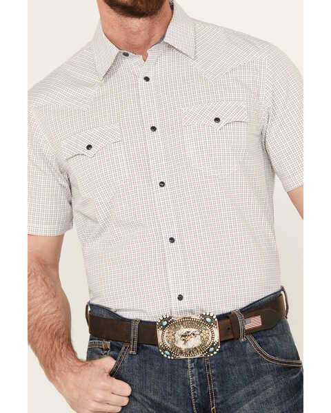 Image #3 - Cody James Men's Lake Travis Plaid Print Short Sleeve Snap Western Shirt - Big , White, hi-res