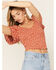 Image #4 - Beyond The Radar Women's Floral Print Smocked Top, Rust Copper, hi-res