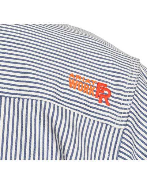 Image #7 - Ariat Men's FR Striped Long Sleeve Button Work Shirt, Blue, hi-res