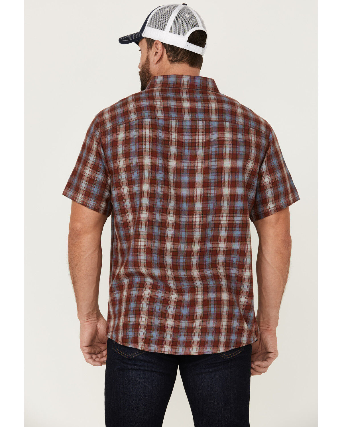 Image #4 - Brothers and Sons Men's Plaid Casual Woven Short Sleeve Button-Down Western Shirt, Red, hi-res
