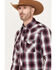 Image #2 - Wrangler 20X Men's Advanced Comfort Plaid Print Long Sleeve Snap Western Shirt, Burgundy, hi-res