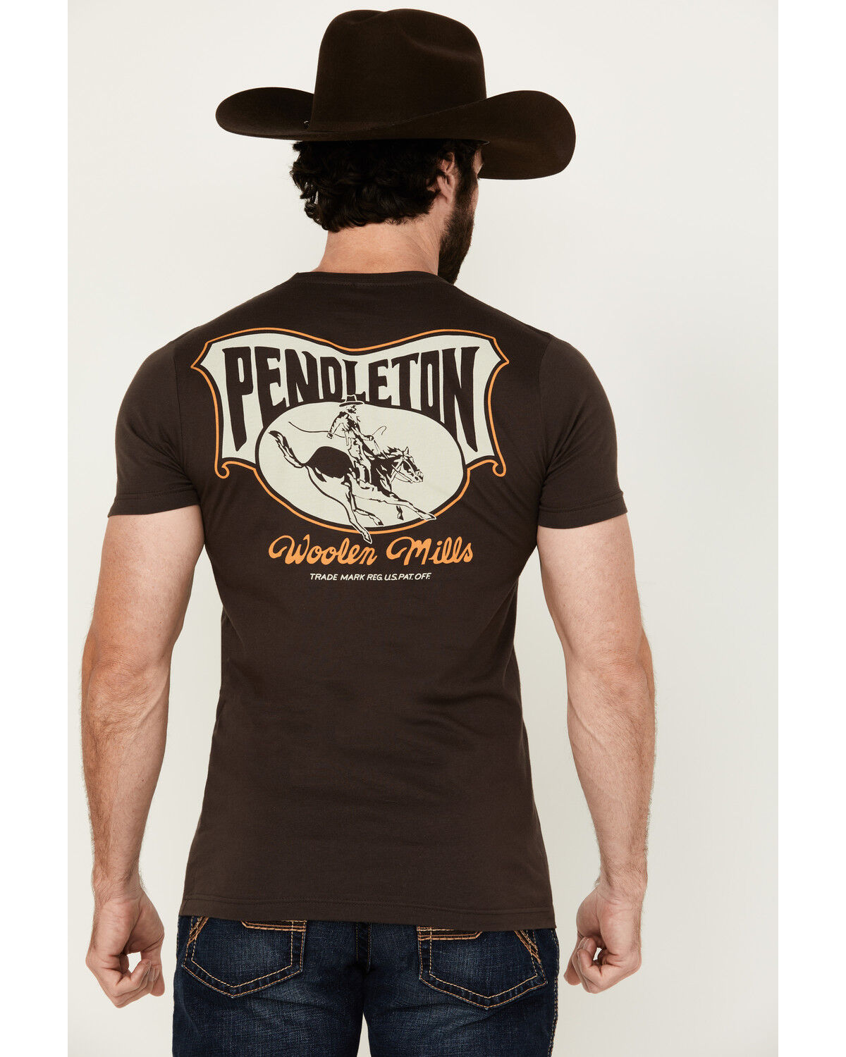 Image #1 - Pendleton Men's Cowboy Logo Short Sleeve Graphic T-Shirt, Dark Brown, hi-res
