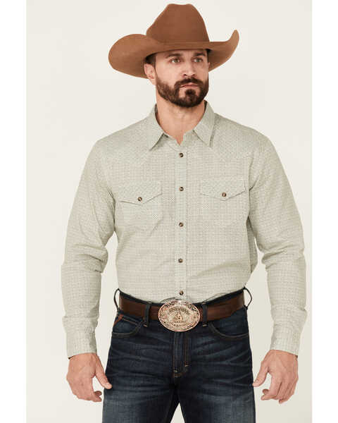 Gibson Men's Northern Star Geo Print Long Sleeve Snap Western Shirt , Cream, hi-res