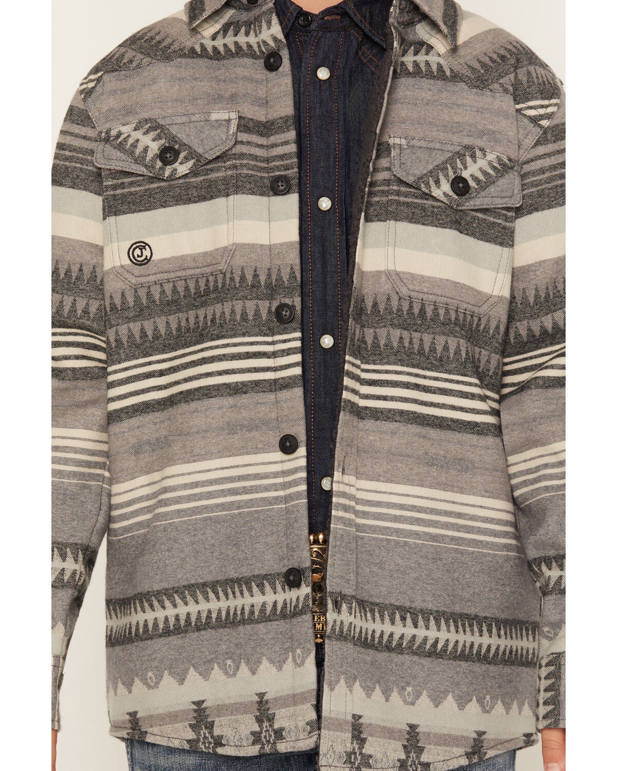 Image #3 - Cody James Boys' Cowpoke Serape Striped Shirt Jacket, Charcoal, hi-res