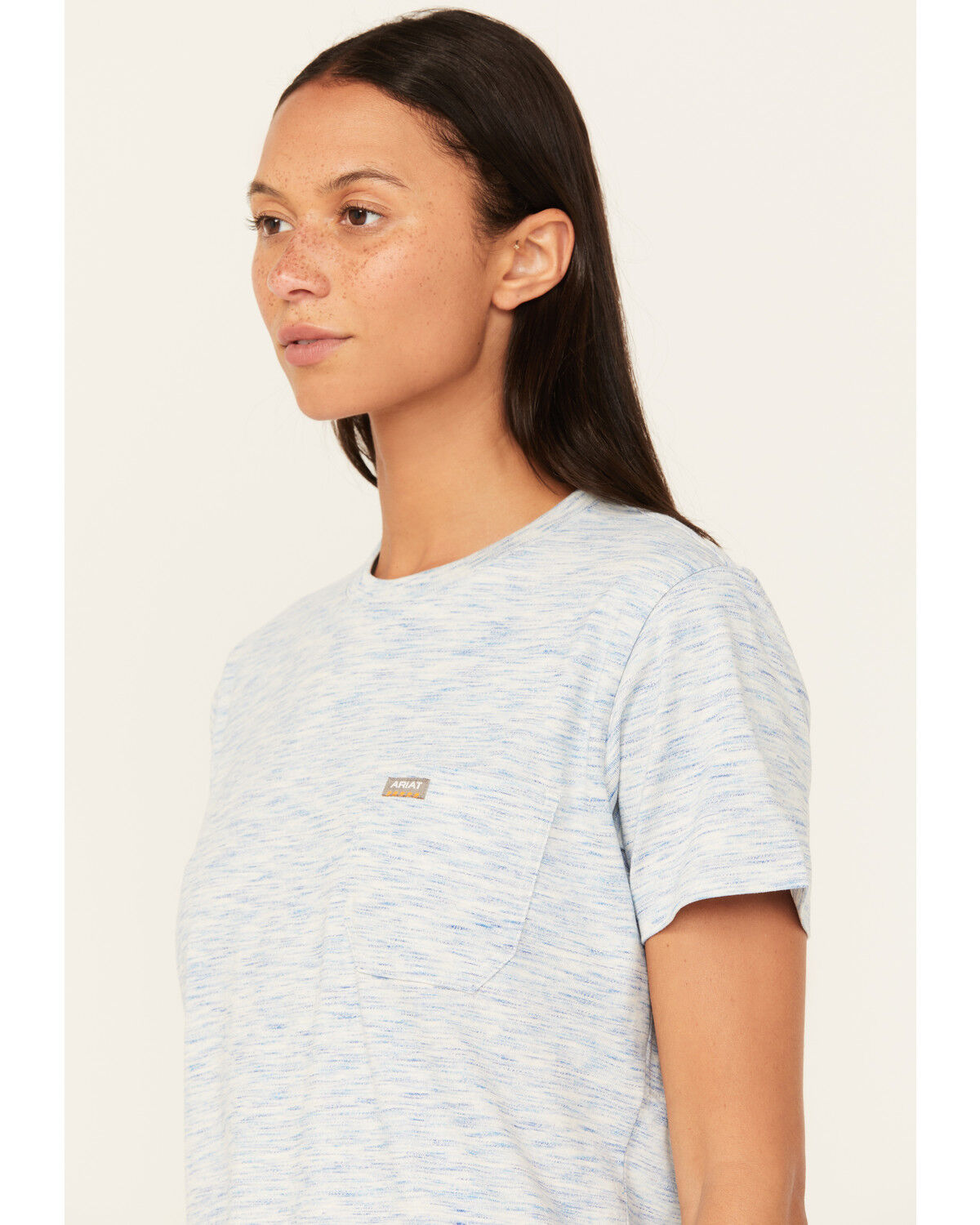 Image #2 - Ariat Women's Rebar Cotton Strong Short Sleeve Work Tee, Blue, hi-res