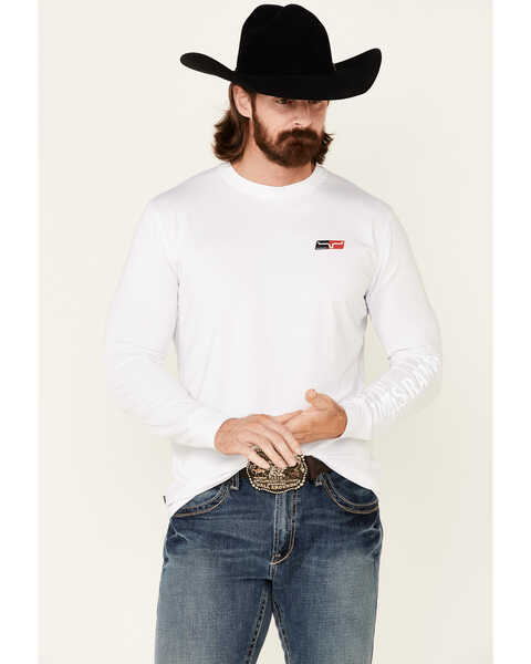 Kimes Ranch Men's White KR2 Performance Logo Long Sleeve T-Shirt , White, hi-res