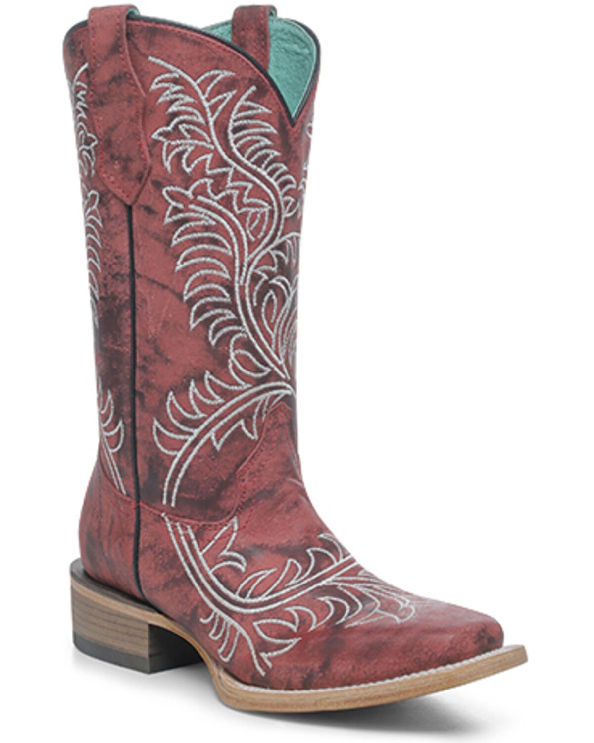 Image #1 - Corral Girls' Embroidered Western Boots - Square Toe, Wine, hi-res