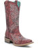 Image #1 - Corral Girls' Embroidered Western Boots - Square Toe, Wine, hi-res