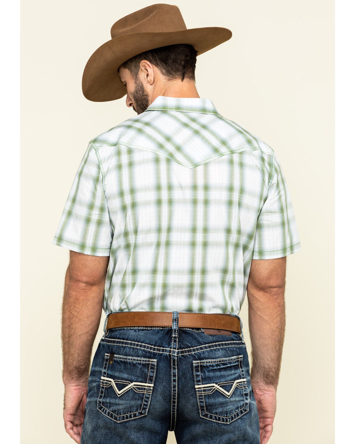 Image #2 - Cody James Men's Woodlands Large Plaid Short Sleeve Western Shirt, White, hi-res