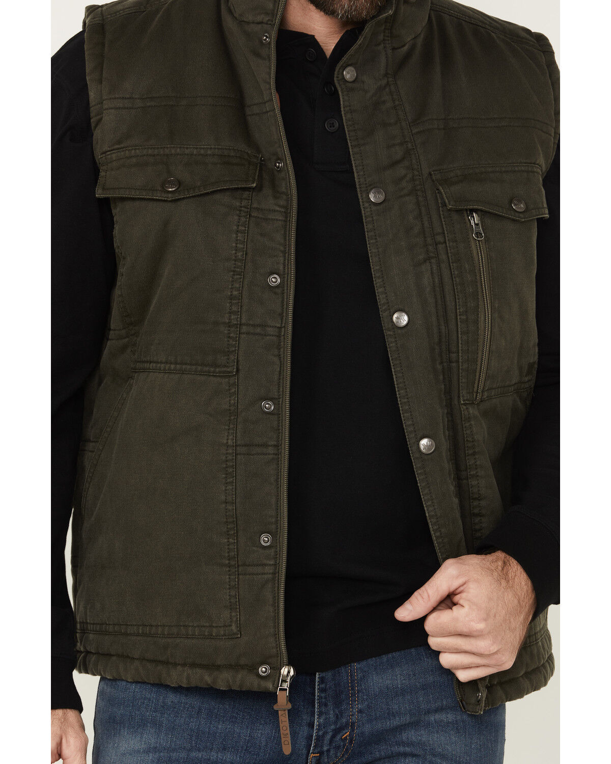 Image #3 - Dakota Grizzly Men's Sawtooth Microsuede Insulated Vest, Olive, hi-res