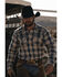 Image #1 - Ariat Men's Hiro Plaid Print Long Sleeve Snap Western Flannel Shirt, Blue, hi-res