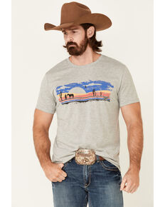 Rock & Roll Denim Men's Grey Western Scene Graphic Short Sleeve T-Shirt , Grey, hi-res