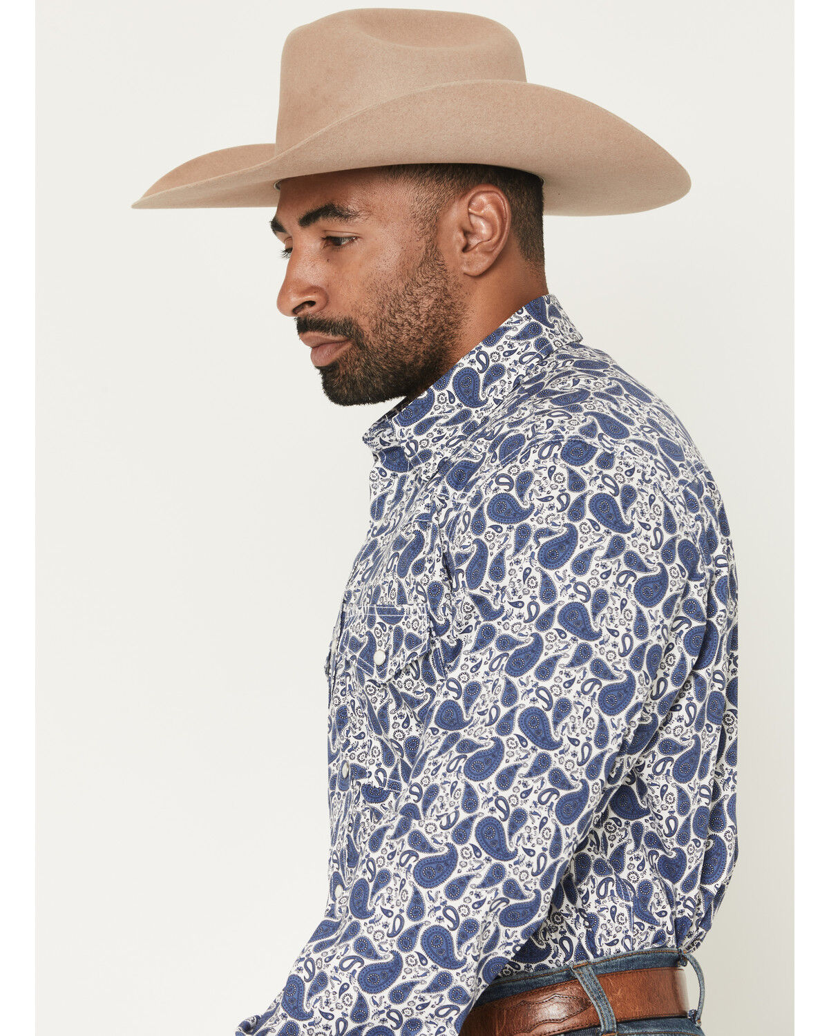 Image #2 - Wrangler 20X Men's Paisley Print Long Sleeve Snap Stretch Western Shirt, White, hi-res