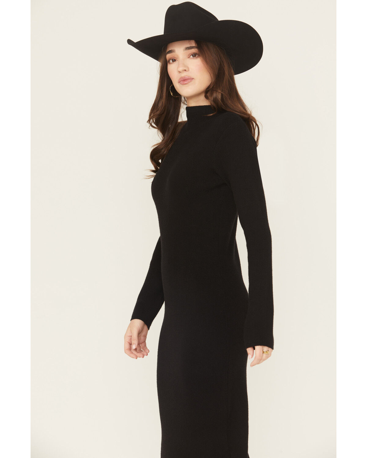 Image #3 - Ariat Women's Alicia Long Sleeve Fringe Sweater Midi Dress, Black, hi-res