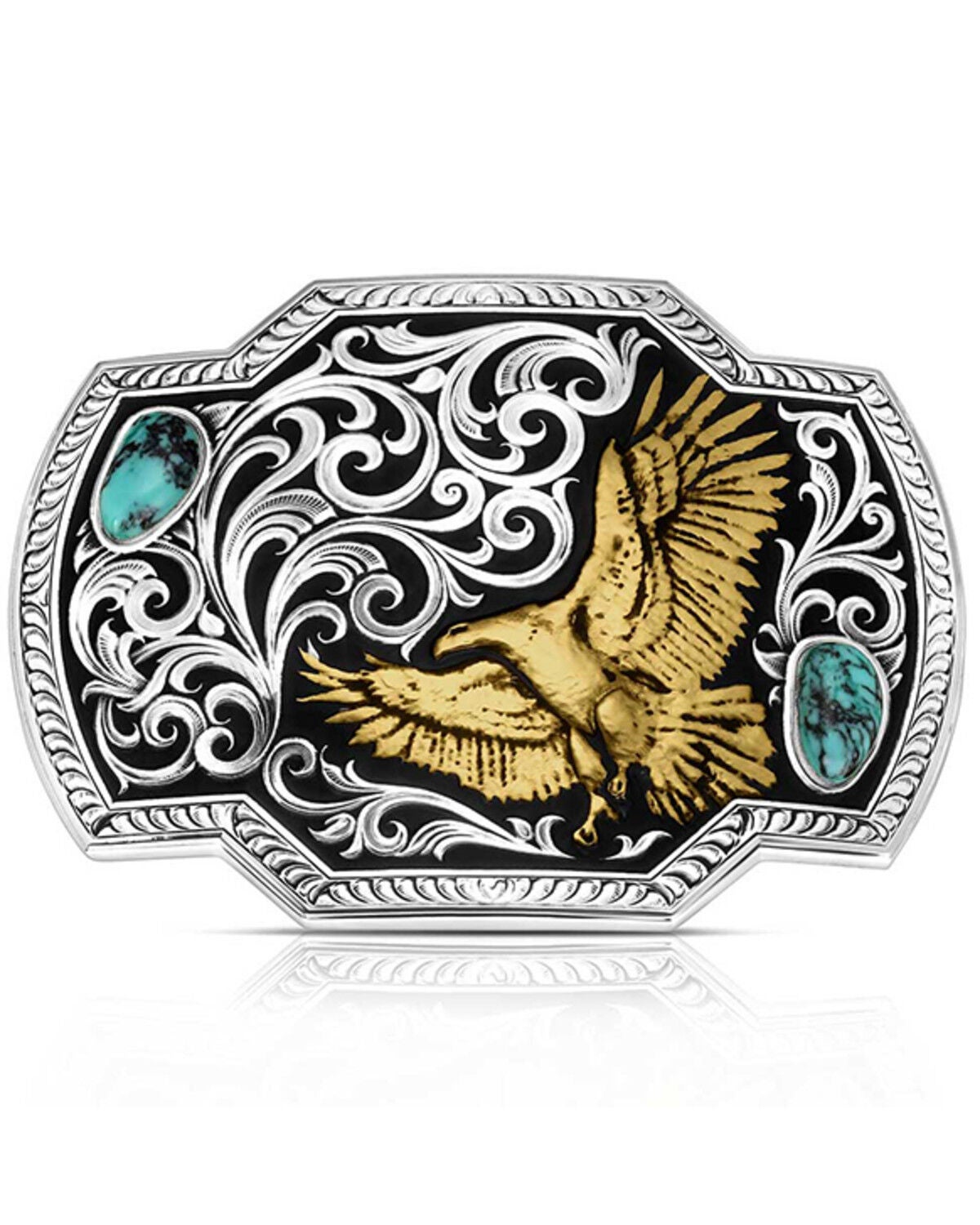 Image #1 - Montana Silversmiths Two-Toned Eagle Belt Buckle, Silver, hi-res
