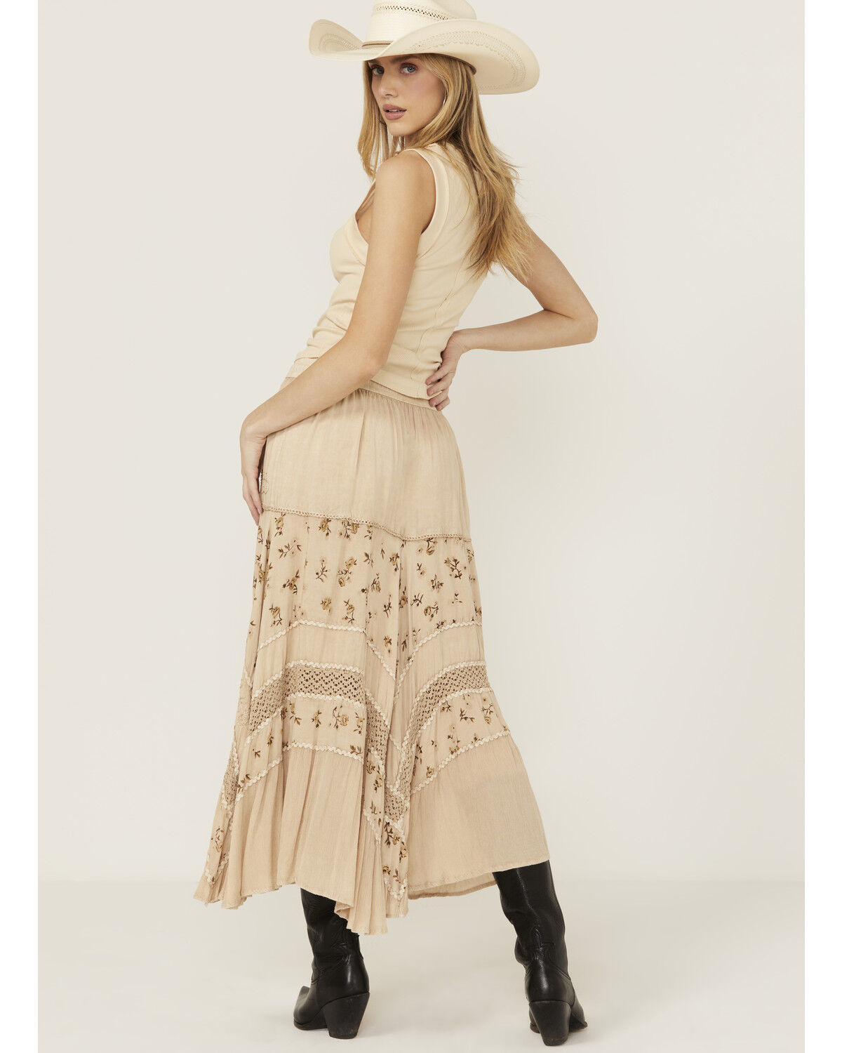 Image #3 - Scully Women's Floral Print Midi Skirt, Sand, hi-res