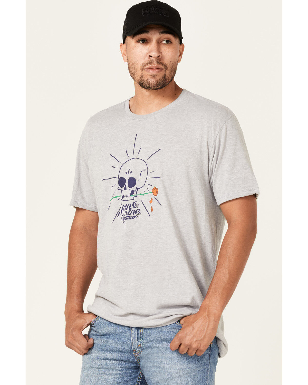 Image #2 - Moonshine Spirit Men's Simple Skully Graphic T-Shirt, Light Grey, hi-res